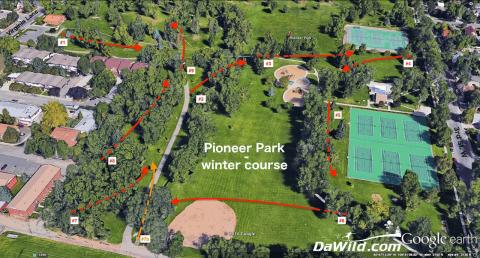 Pioneer Park winter Disc golf course map